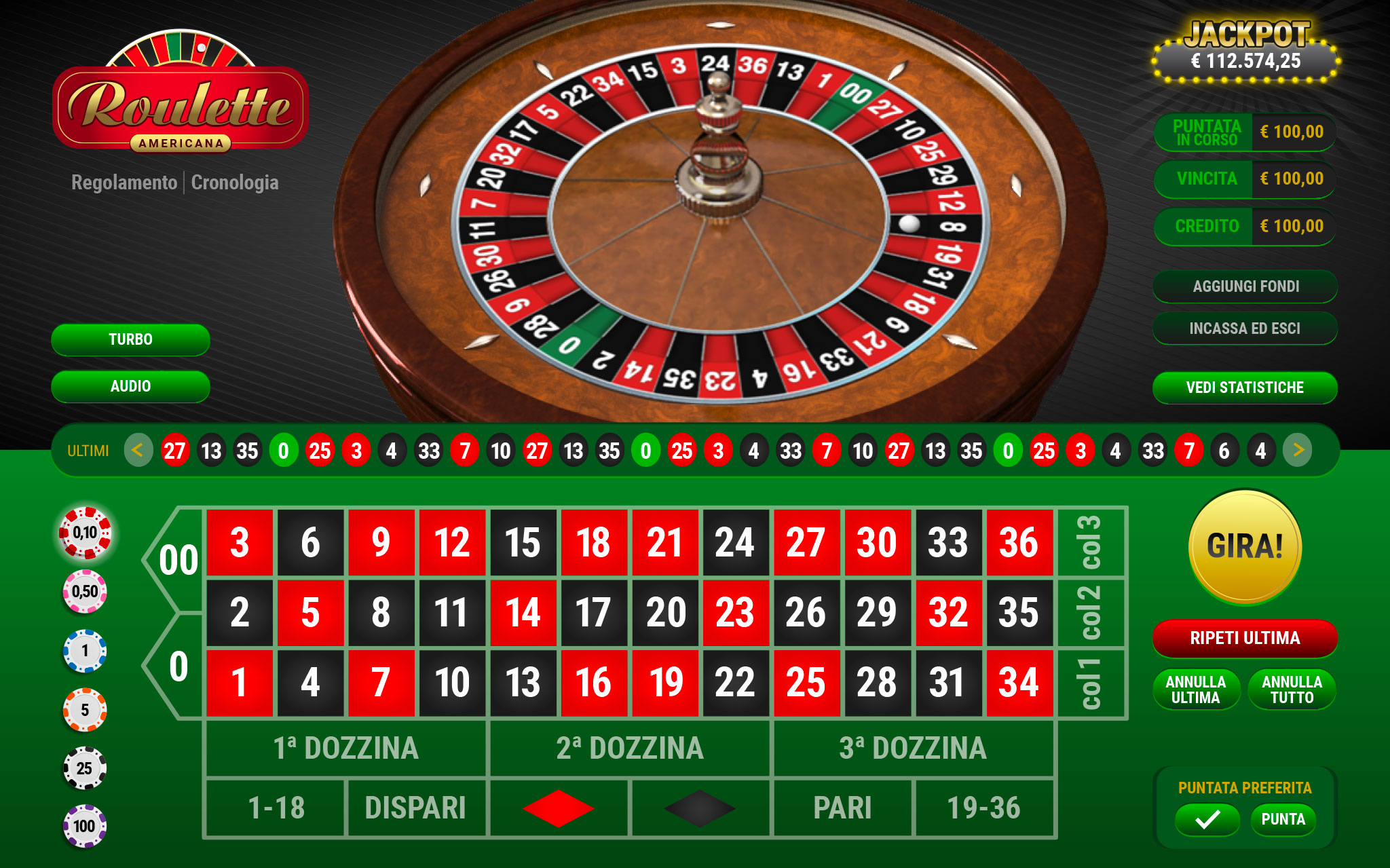 Roulette is the most popular game in the casino world.